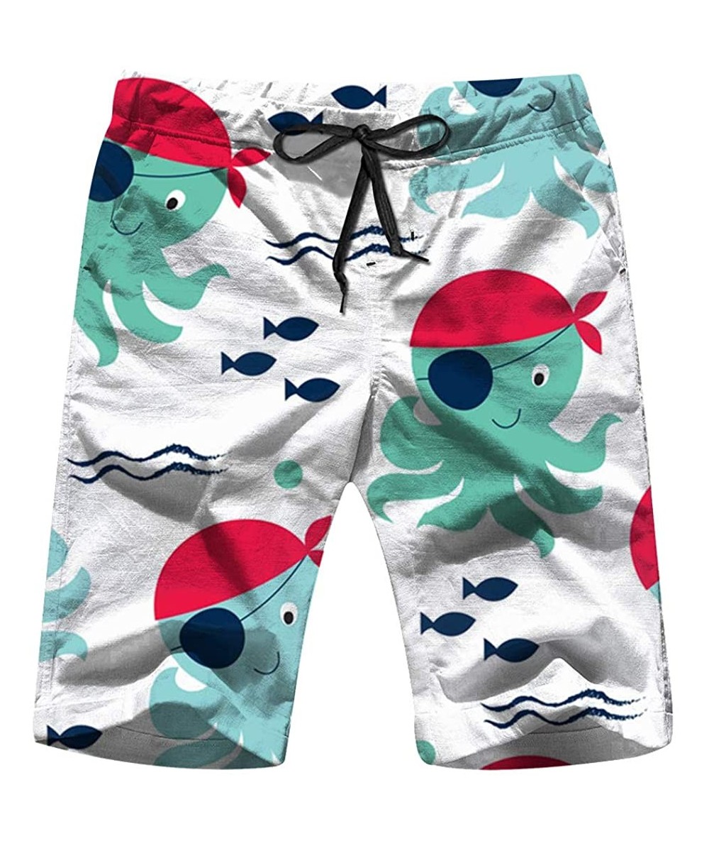 Board Shorts Pirate Octopus Animals Wildlife Mens Boardshorts Swim Trunks Quick-Drying Running Shorts - Multicolored - CA18WE...