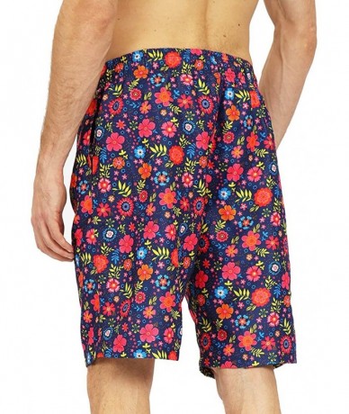 Trunks Mens Quick Dry Short Swim Trunks with Mesh Lining - Black /Flowers 016 - C418X6T08AR $26.87