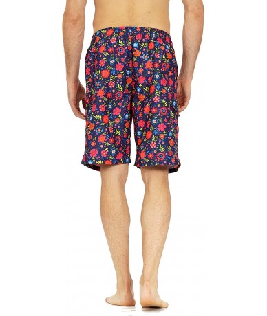 Trunks Mens Quick Dry Short Swim Trunks with Mesh Lining - Black /Flowers 016 - C418X6T08AR $26.87