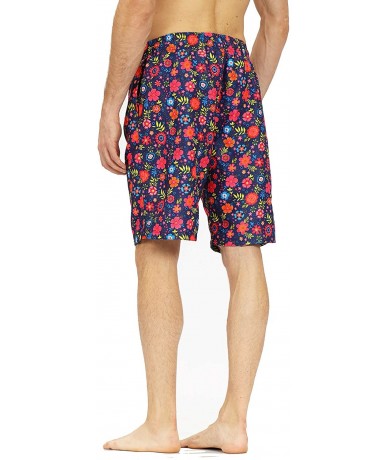 Trunks Mens Quick Dry Short Swim Trunks with Mesh Lining - Black /Flowers 016 - C418X6T08AR $26.87