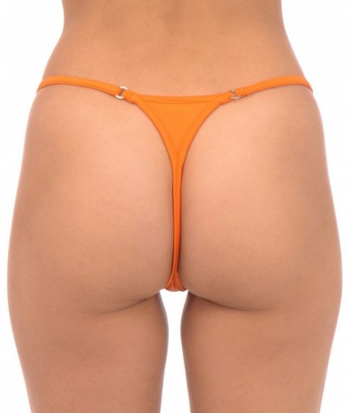 Tankinis Women's New Liquid or Shiny Thong Swimsuit Bottom - Neon Orange - CF196EAW7UA $26.08