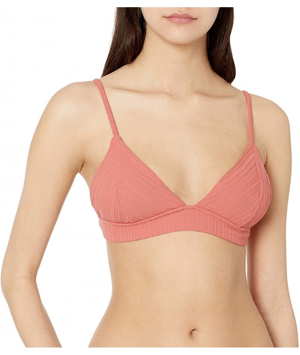 Tops Women's Premium Surf Fixed Tri Bikini Top - Rust - CD18W7HW08S $83.31