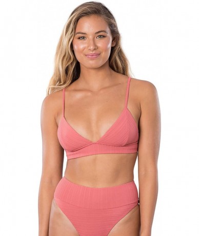 Tops Women's Premium Surf Fixed Tri Bikini Top - Rust - CD18W7HW08S $83.31