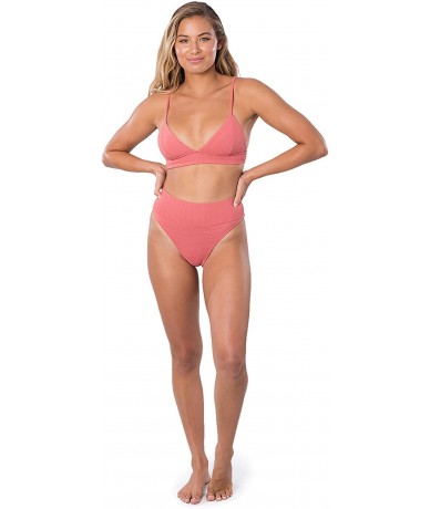 Tops Women's Premium Surf Fixed Tri Bikini Top - Rust - CD18W7HW08S $83.31