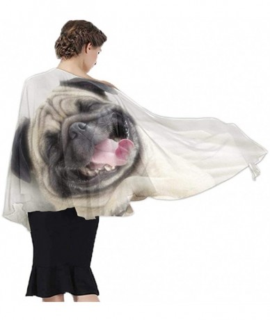 Cover-Ups Women Girl Beach Bikini Cover Up Chiffon Sarong Fashion Scarf Shawl Wrap - Lazy Cute Laughing Pugs Animals - C0190H...