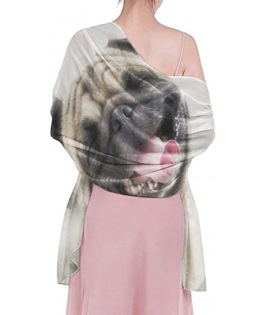 Cover-Ups Women Girl Beach Bikini Cover Up Chiffon Sarong Fashion Scarf Shawl Wrap - Lazy Cute Laughing Pugs Animals - C0190H...