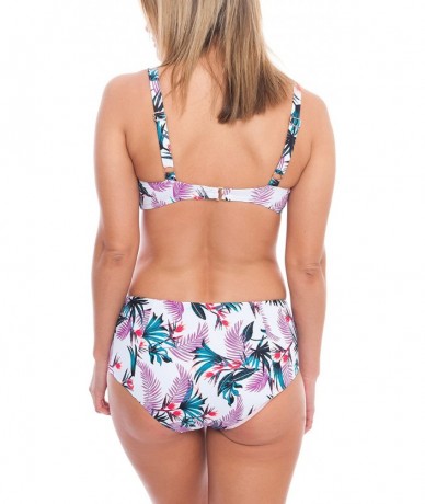 Tops Women's Light Line Demi Plunge Bikini The Sydney Eco Friendly Swimsuit - White Tropical Floral - CP18CRILH67 $43.48