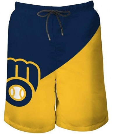 Board Shorts Milwaukee Brewers Men's Beach Pants - Style1 - CD190R6YCGQ $60.12