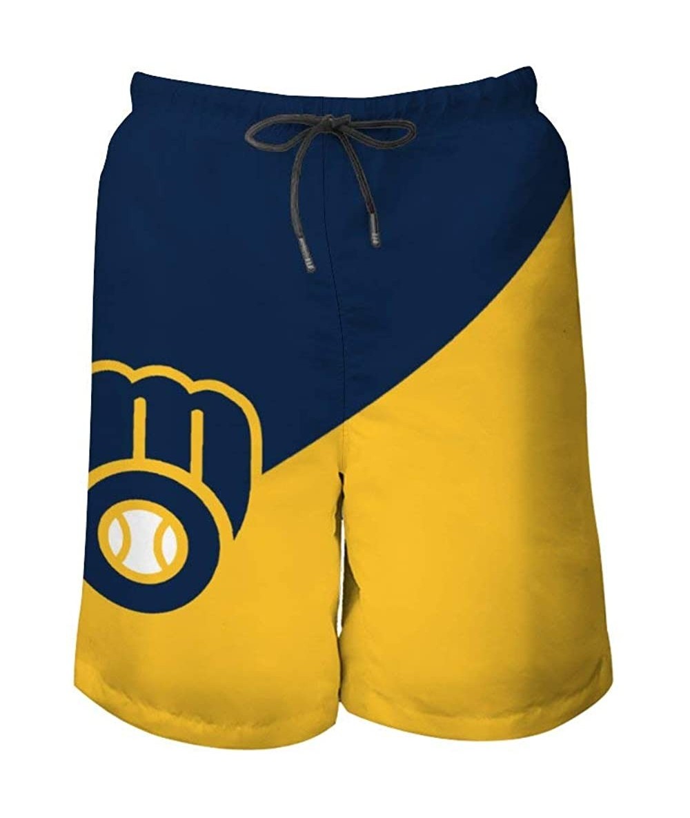 Board Shorts Milwaukee Brewers Men's Beach Pants - Style1 - CD190R6YCGQ $60.12