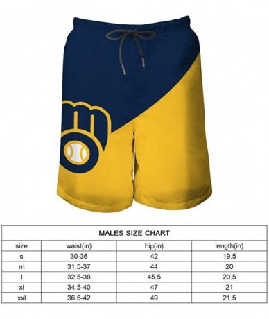 Board Shorts Milwaukee Brewers Men's Beach Pants - Style1 - CD190R6YCGQ $60.12