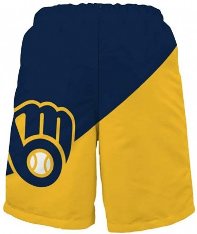 Board Shorts Milwaukee Brewers Men's Beach Pants - Style1 - CD190R6YCGQ $60.12