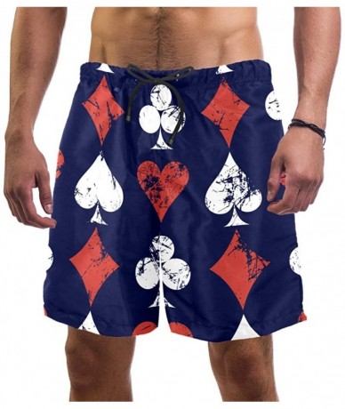 Board Shorts Men's Beach Shorts with Pockets Quick Dry Swim Short Trunks Poker Card Simbolos Heart Pattern Swimsuit L - CL199...