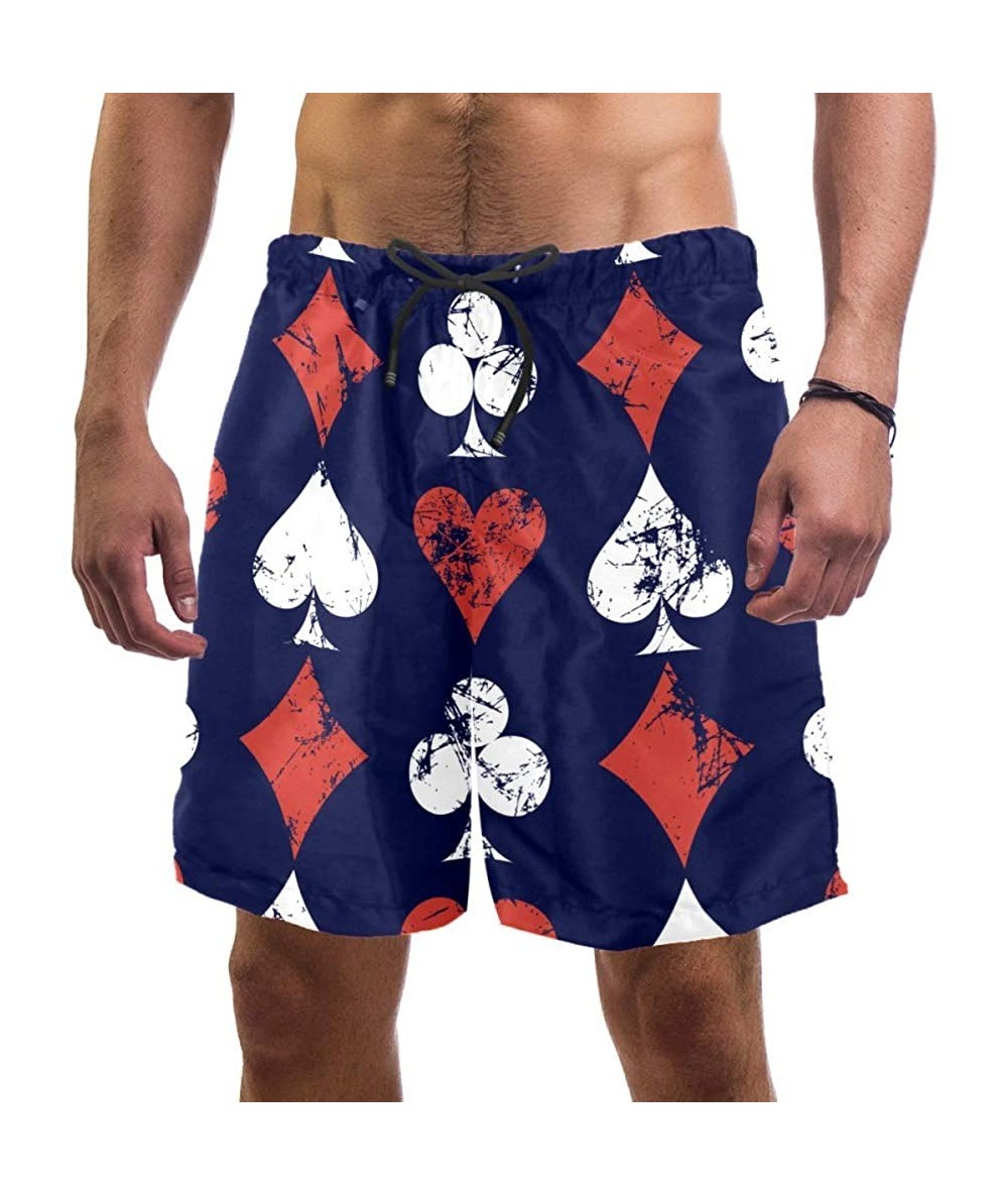 Board Shorts Men's Beach Shorts with Pockets Quick Dry Swim Short Trunks Poker Card Simbolos Heart Pattern Swimsuit L - CL199...