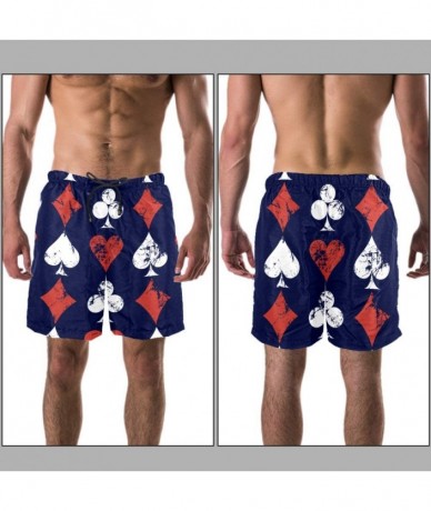 Board Shorts Men's Beach Shorts with Pockets Quick Dry Swim Short Trunks Poker Card Simbolos Heart Pattern Swimsuit L - CL199...