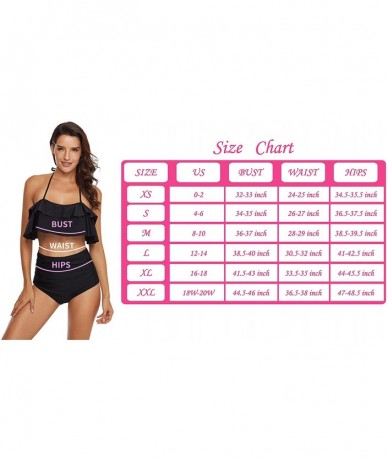 Sets Women Flounce High Waisted Bikini Set Halter Neck Two Piece Swimsuit Police Blue Line Flag - Army Retired Flag - CS18U2Y...