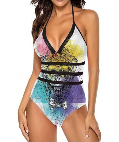 Tops V Neck Lace Up Swimsuits Different Types of Trees Super Cute and Unique - Multi 04 - CL19C4GTW78 $69.82