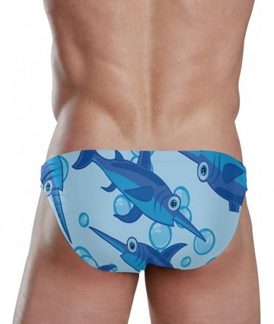 Racing Men Swimwear Swim Bikini Briefs Cartoon Dinosaurs Swimsuits Board Surf Shorts Trunks - Sword Fish - CX18STM56NK $41.23