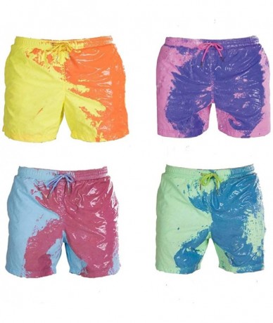 Board Shorts Summer Men Temperature-Sensitive Color-Changing Beach Pants Swim Trunks Shorts - Blue to Purple - CK199E2M97K $6...