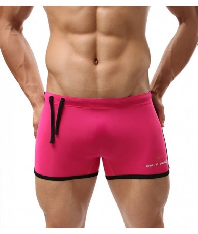 Trunks Elastic Fitness Pants Fashion Swimming Trunks Beach Pants Running Shorts Bj1010 - Red - C012GTEZQHT $24.00