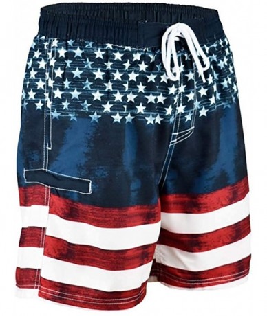 Board Shorts Men's Patriotic USA American Flag Stripes and Stars Quick Dry Beach Board Shorts Swim Trunks - Distressed Flag -...