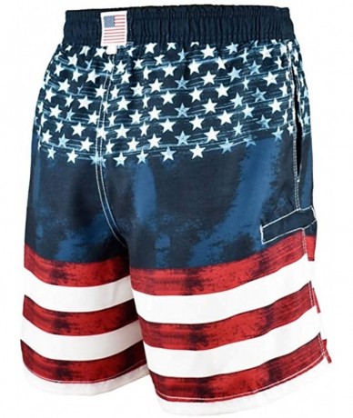 Board Shorts Men's Patriotic USA American Flag Stripes and Stars Quick Dry Beach Board Shorts Swim Trunks - Distressed Flag -...