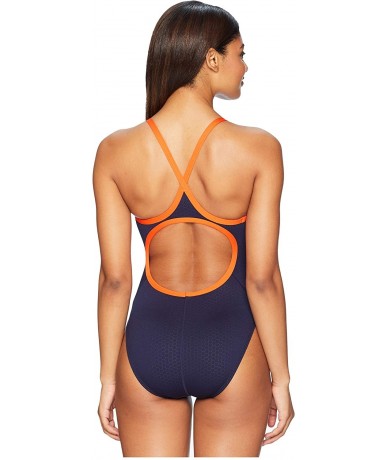 Racing Women's Hexa Diamondfit One-Piece - Navy/Orange - CV18CCX0WX3 $80.30