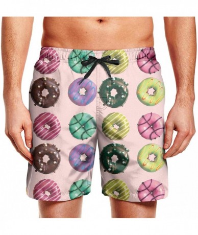 Board Shorts Men's Sportwear Quick Dry Board Shorts Jellyfish Blue Swim Trunks - Jolly Donuts Colorful - CD18R206N8R $52.94