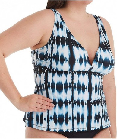 Tankinis Women's Fiji Tanzania Plus Size Tankini Swim Top C840746 - Black Ash - CC195A5TH0R $76.73