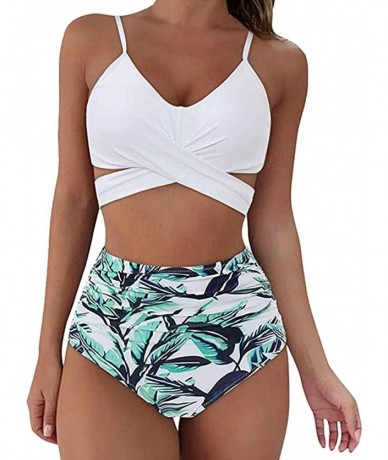 Sets Womens Swimsuits Bikini- Women Wrap Bikini Set Push Up High Waisted 2 Piece Swimsuits - Y02-white - CI190U5ICLG $34.19