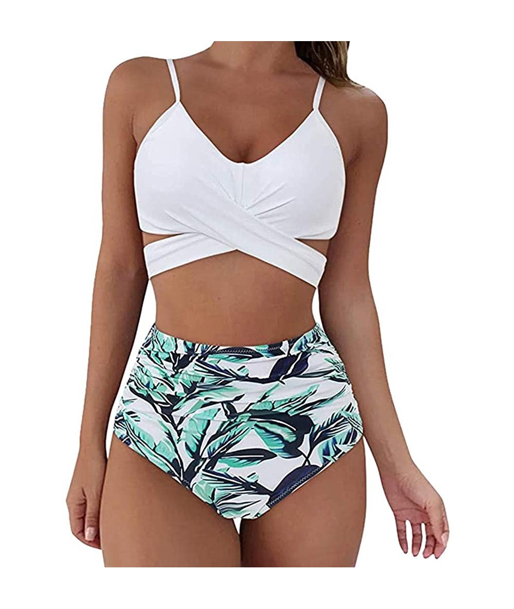 Sets Womens Swimsuits Bikini- Women Wrap Bikini Set Push Up High Waisted 2 Piece Swimsuits - Y02-white - CI190U5ICLG $34.19