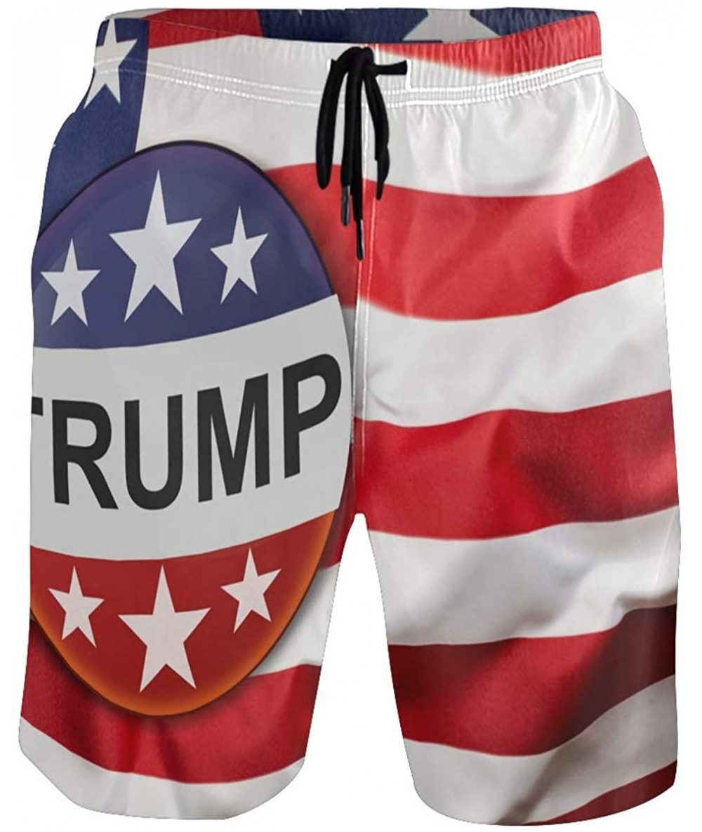 Trunks Shark Mens Swim Trunks Quick Dry Board Shorts with Pockets Summer Swimsuit Beach Short S-XXL - Trump Campaign Button -...