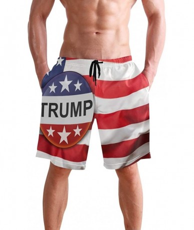 Trunks Shark Mens Swim Trunks Quick Dry Board Shorts with Pockets Summer Swimsuit Beach Short S-XXL - Trump Campaign Button -...