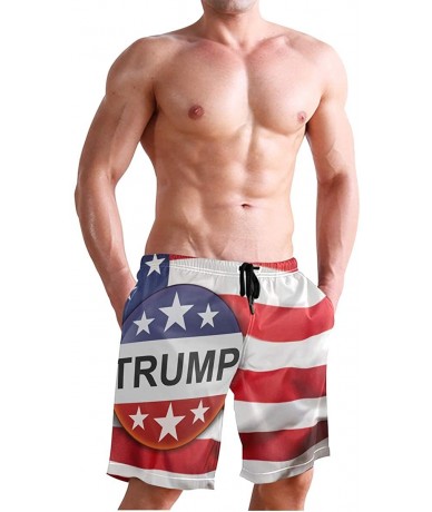 Trunks Shark Mens Swim Trunks Quick Dry Board Shorts with Pockets Summer Swimsuit Beach Short S-XXL - Trump Campaign Button -...