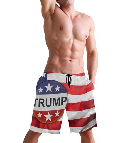 Trunks Shark Mens Swim Trunks Quick Dry Board Shorts with Pockets Summer Swimsuit Beach Short S-XXL - Trump Campaign Button -...