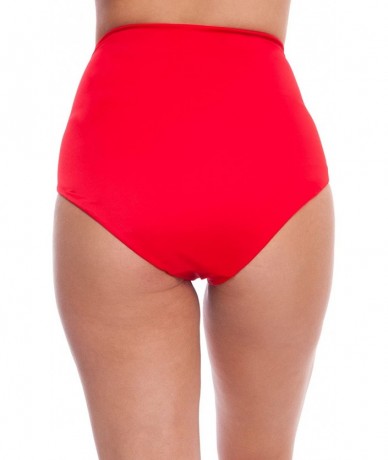 Tankinis Women's Modern High Waist Bikini Bottom The Lenore Eco-Friendly Swimwear - Cherry Red - CQ18CREQ4L8 $41.94