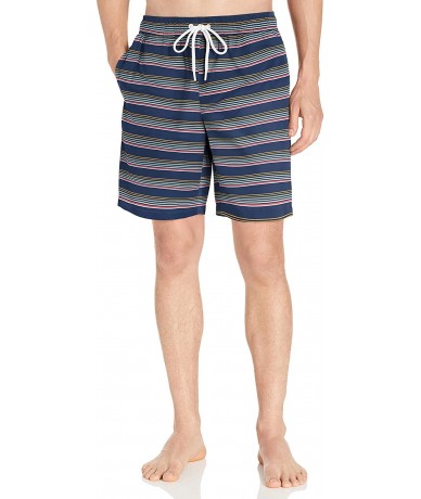 Trunks Men's 9" Inseam Swim Trunk - Navy Multi Stripe - C318KZ9G4YT $33.04