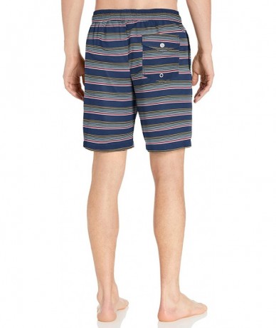 Trunks Men's 9" Inseam Swim Trunk - Navy Multi Stripe - C318KZ9G4YT $33.04