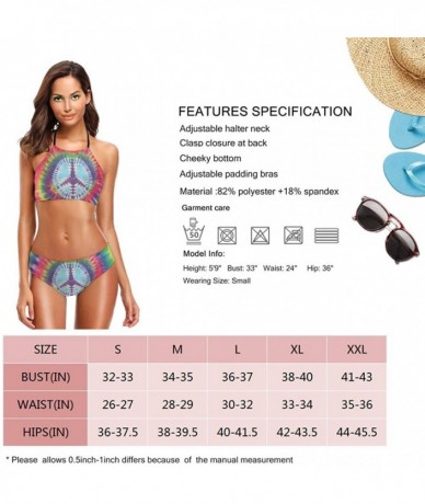 Sets Women's Ladies Girls Bikini Sets Swimwear Swimsuit with Knotted Back - Tie Dye Peace Sign - CC196SH0DWU $66.13