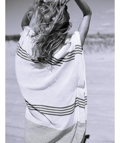 Cover-Ups Women Bathing Suit Cover Up Ethnic Print Kaftan Beach Maxi Dresses - Black White Striped - CC18E5EL9NQ $45.51