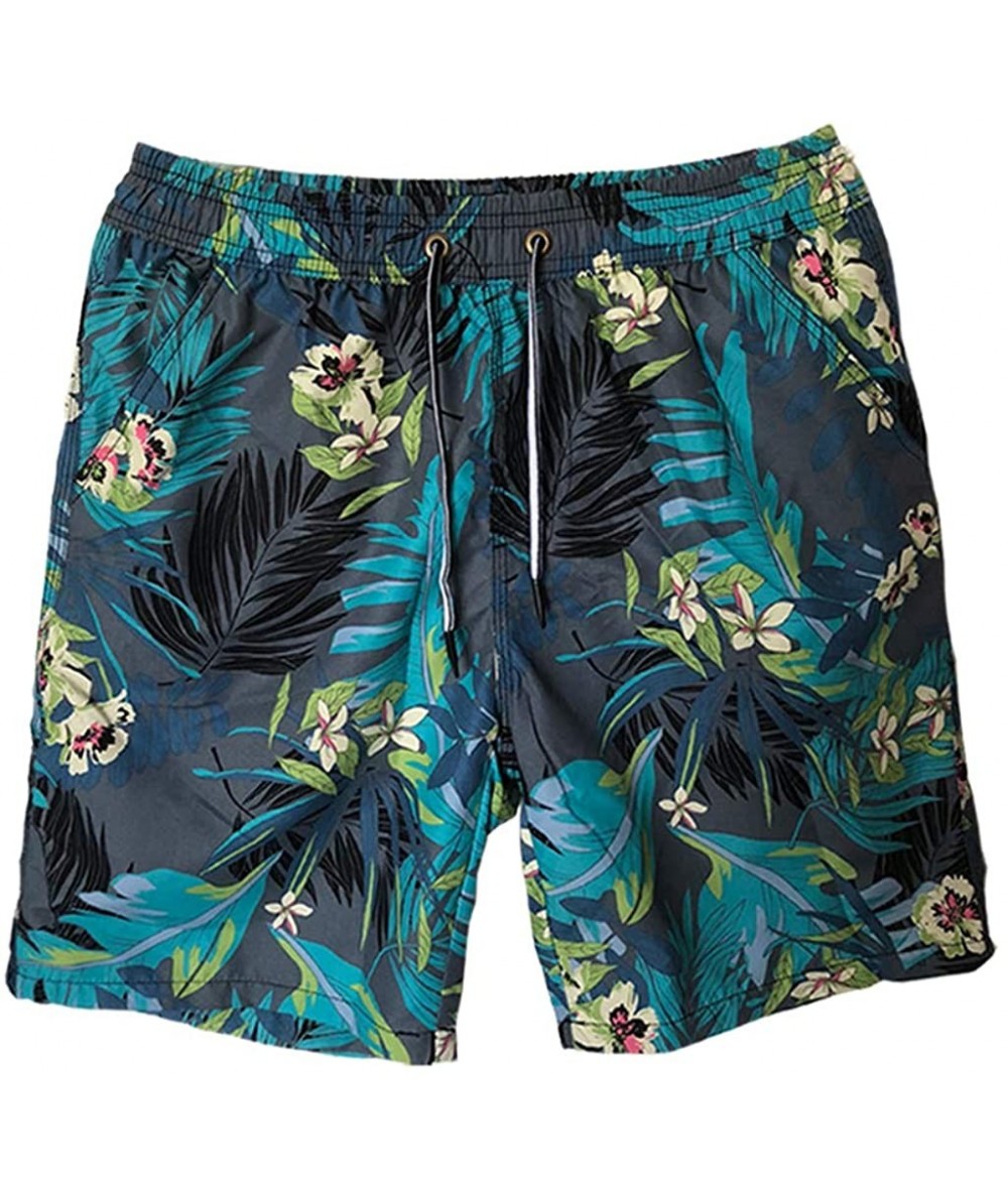 Board Shorts Mens Outdoor Camouflage Print Swim Trunks Beach Board Shorts - Jungle Floret - CU18W5CKESW $35.40