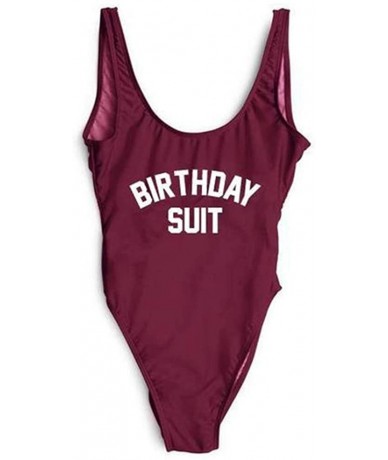 Racing Women's Backless One Piece Swimsuits - Birthdaysuit-wine-wh - CW18NIAQ4MI $39.76