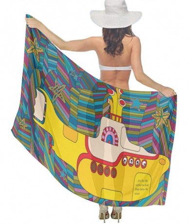 Cover-Ups Women Fashion Shawl Wrap Summer Vacation Beach Towels Swimsuit Cover Up - Funny Colorful Submarine Print - CE190HIT...