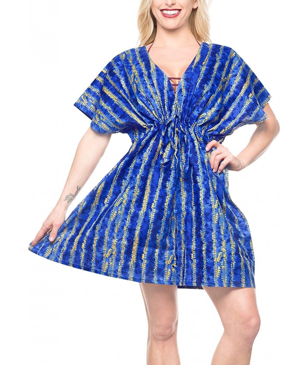 Cover-Ups Women's Bikini Beachwear Bathing Suit Beach Cover Ups Hand Tie Dye - Summer Blue_b628 - CM188K2ZZ37 $37.62