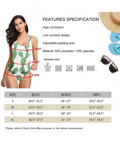 Racing Donut Pink Print One-Piece Swimsuit Beach Swimwear Bathing Suit - Cactus Pattern 1 - CB18YCMRW7S $63.83