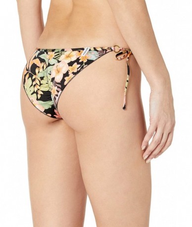 Tankinis Women's Brasilia Tie Side Cheeky Bikini Bottom Swimsuit - Picaflores Black Floral - CP18Z04TX58 $77.79