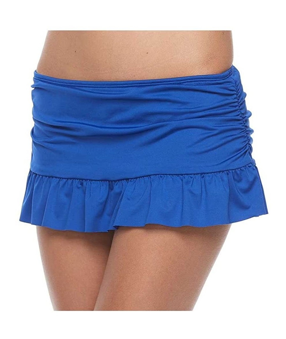 Bottoms Womens Swimwear Bottom Skirtini Ruched Ruffled Hem - Royal Blue - CE183KC7EMN $25.13