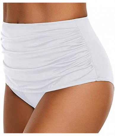 Tankinis Women Swimsuit Bottoms Tummy Control Plus Size High Waist Ruched Swim Briefs Bikini Shirring Tankini Shorts White - ...