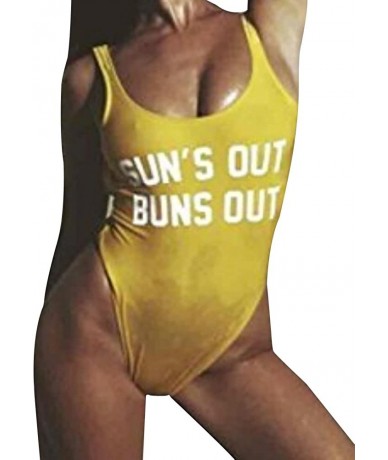 One-Pieces Sexy One Piece High Cut Bodysuit Swimsuit Swimwear Bathing Suit - Sun's Out Yellow - C617YALKSKN $19.24