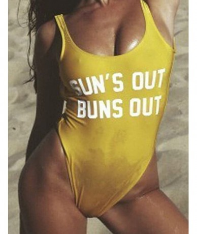 One-Pieces Sexy One Piece High Cut Bodysuit Swimsuit Swimwear Bathing Suit - Sun's Out Yellow - C617YALKSKN $19.24