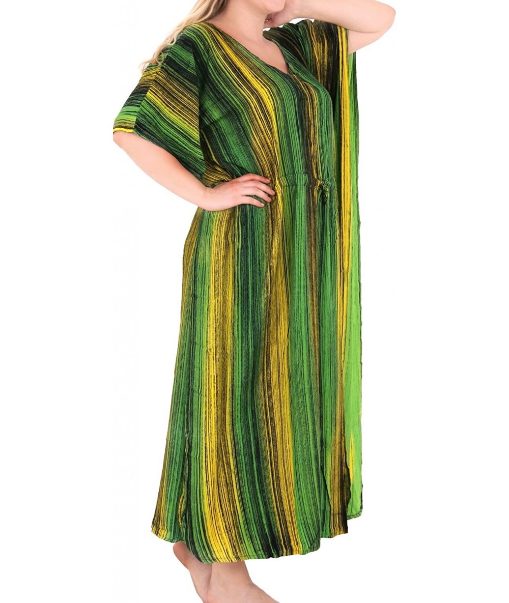 Cover-Ups Women's Plus Size Tube Top Dresses Summer Swing Beach Dress Printed A - Green_f936 - C317YA3SL5D $41.11